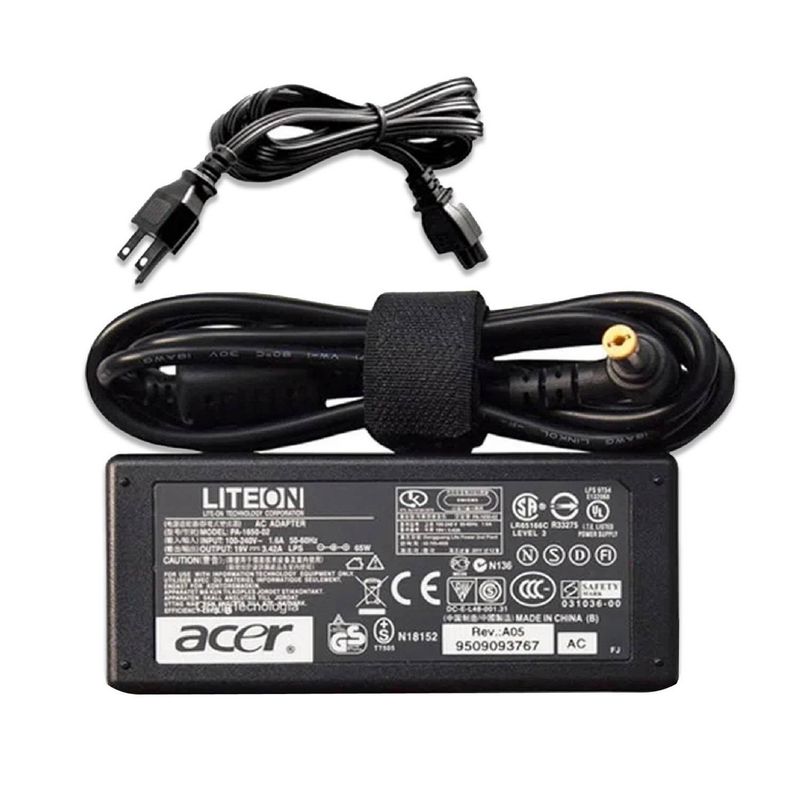 GENERICO - CARGADOR PARA LAPTOP ACER 19.5V. 3.42A.  65W.  5.5X1.7 mm.  Punta Amarillo