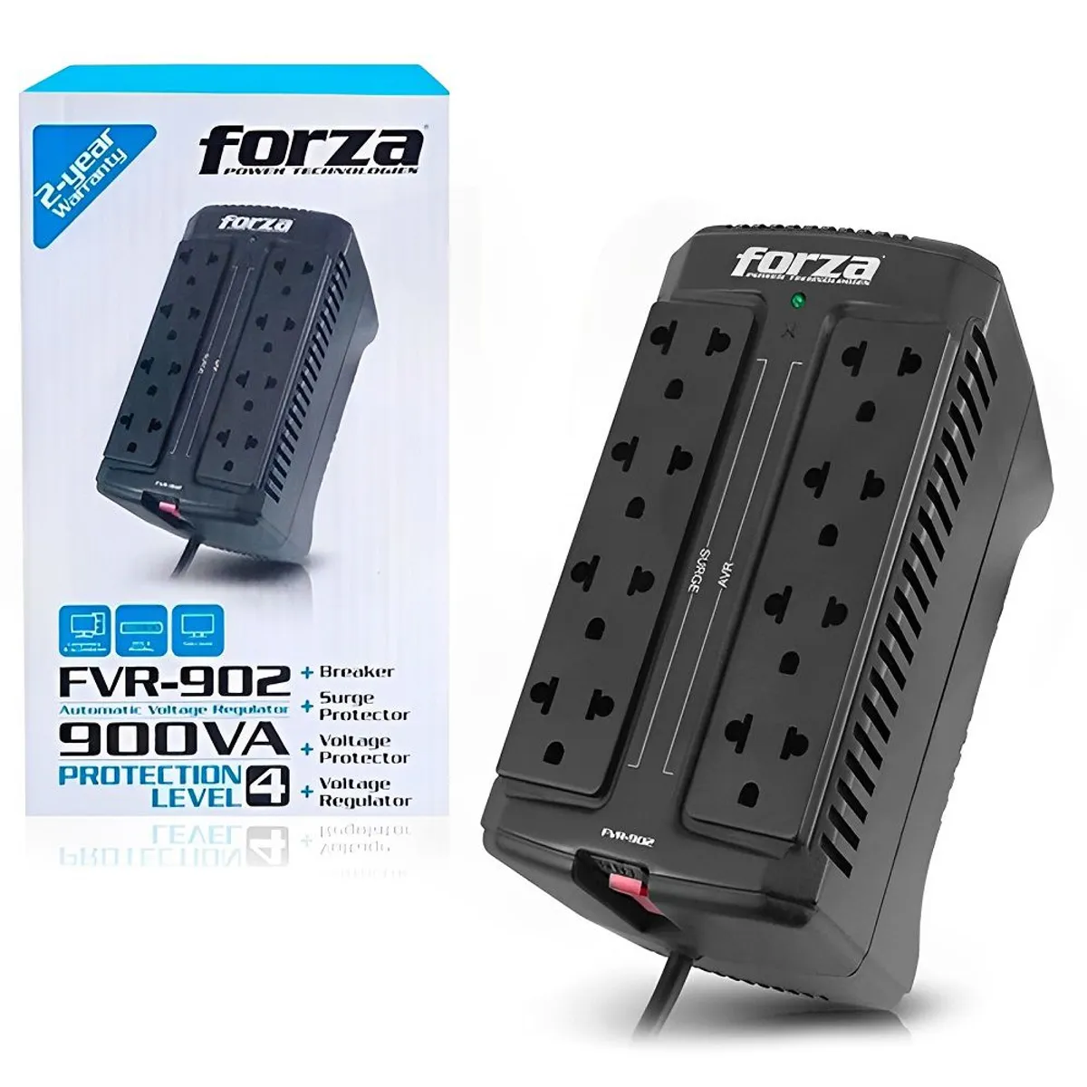 GENERICO - Estabilizador De 8 tomas Forza FVR-902  900VA/450W