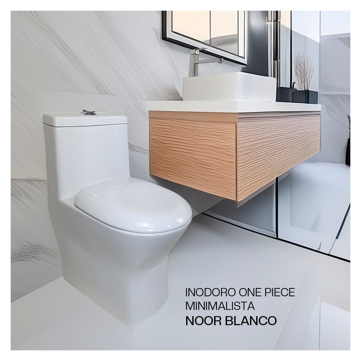 STONE - INODORO ONE PIECE MINIMALISTA  NOOR BLANCO STONE