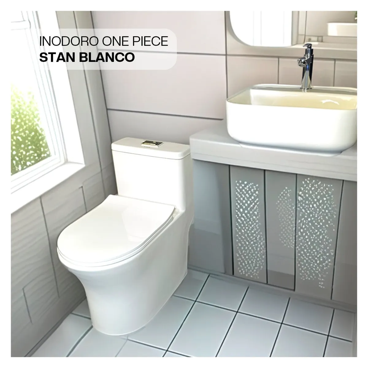 STONE - INODORO ONE PIECE MINIMALISTA STAN BLANCO STONE