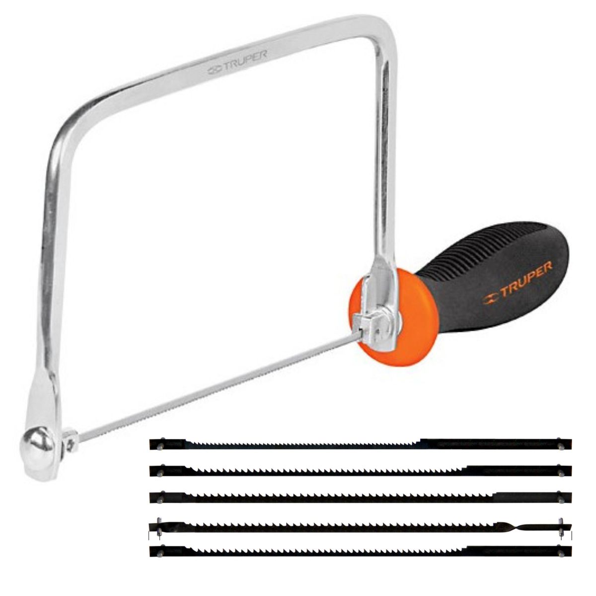 TRUPER - Arco caladora 6"P con 5 seguetas, Truper