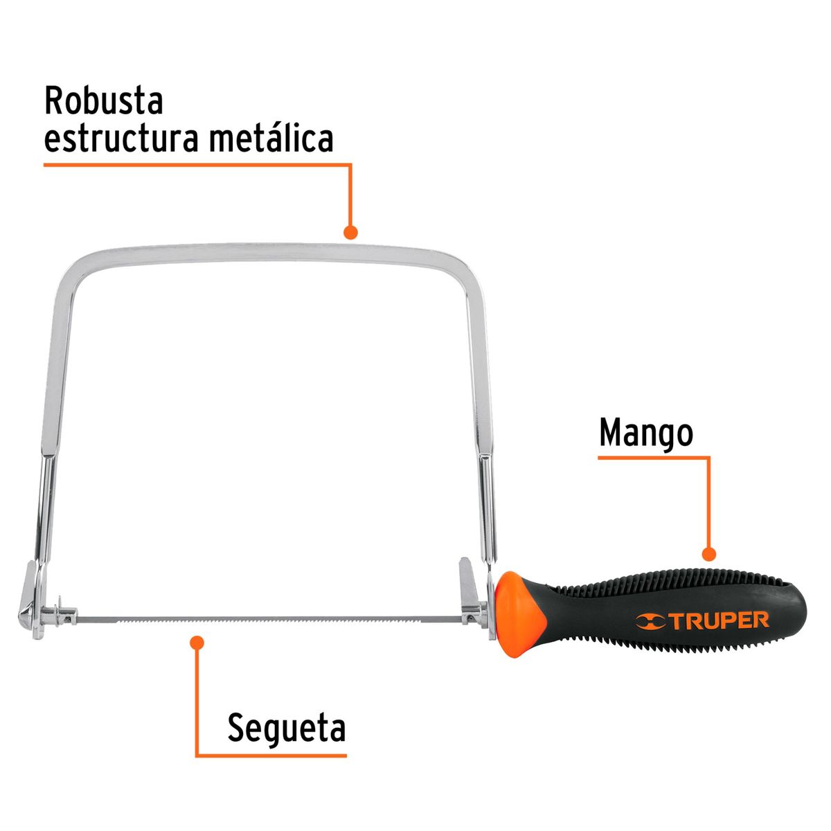 TRUPER - Arco caladora 6"P con 5 seguetas, Truper