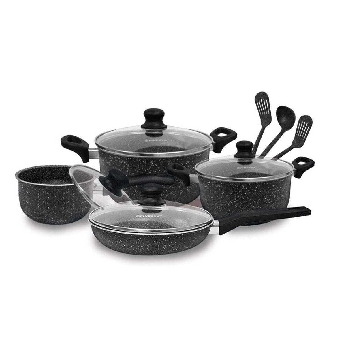 FINEZZA - Juego de ollas antiadherente 11PZAS FZ-X1705M Negro