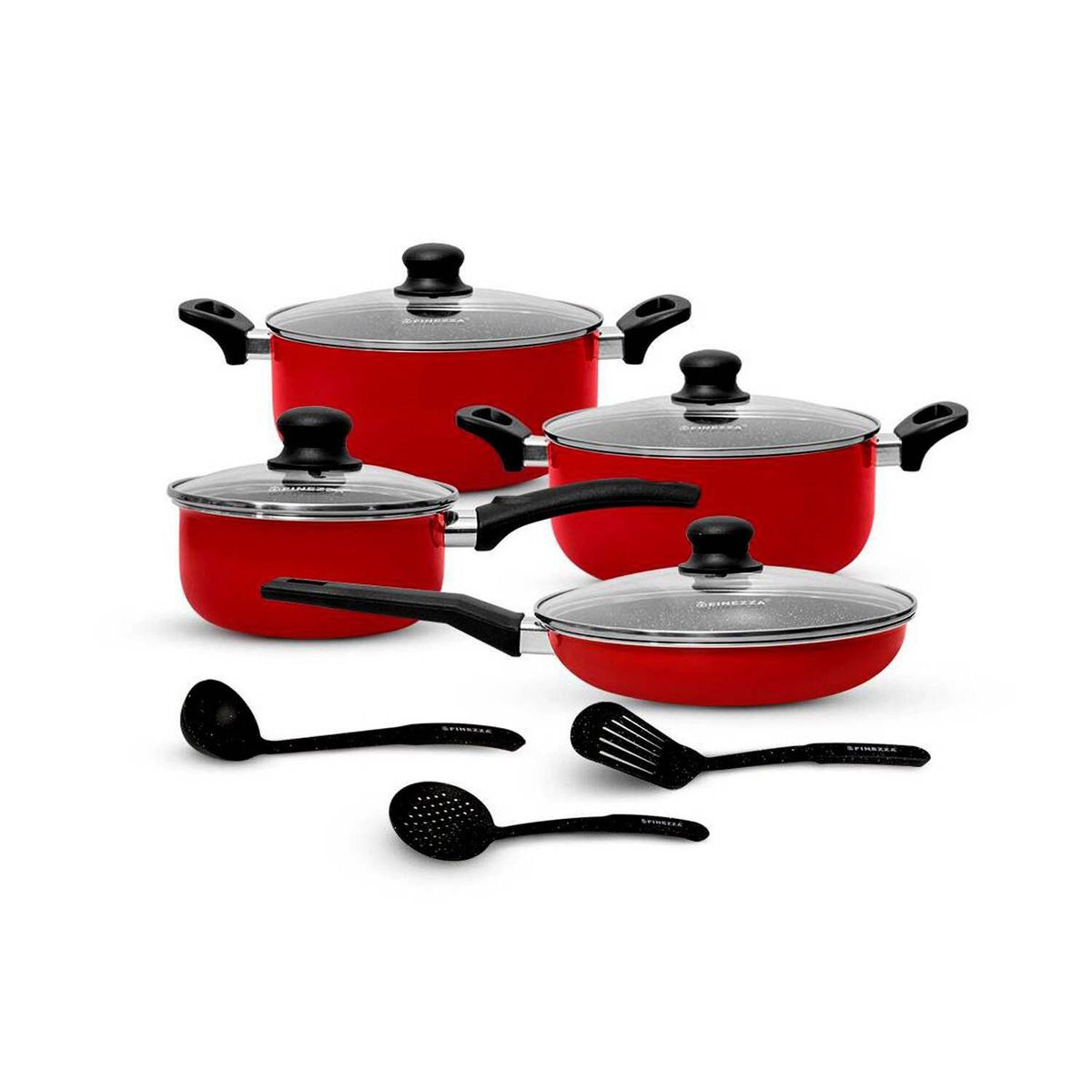 FINEZZA - Juego de ollas antiadherente 11PZAS FZ-X1705M Rojo