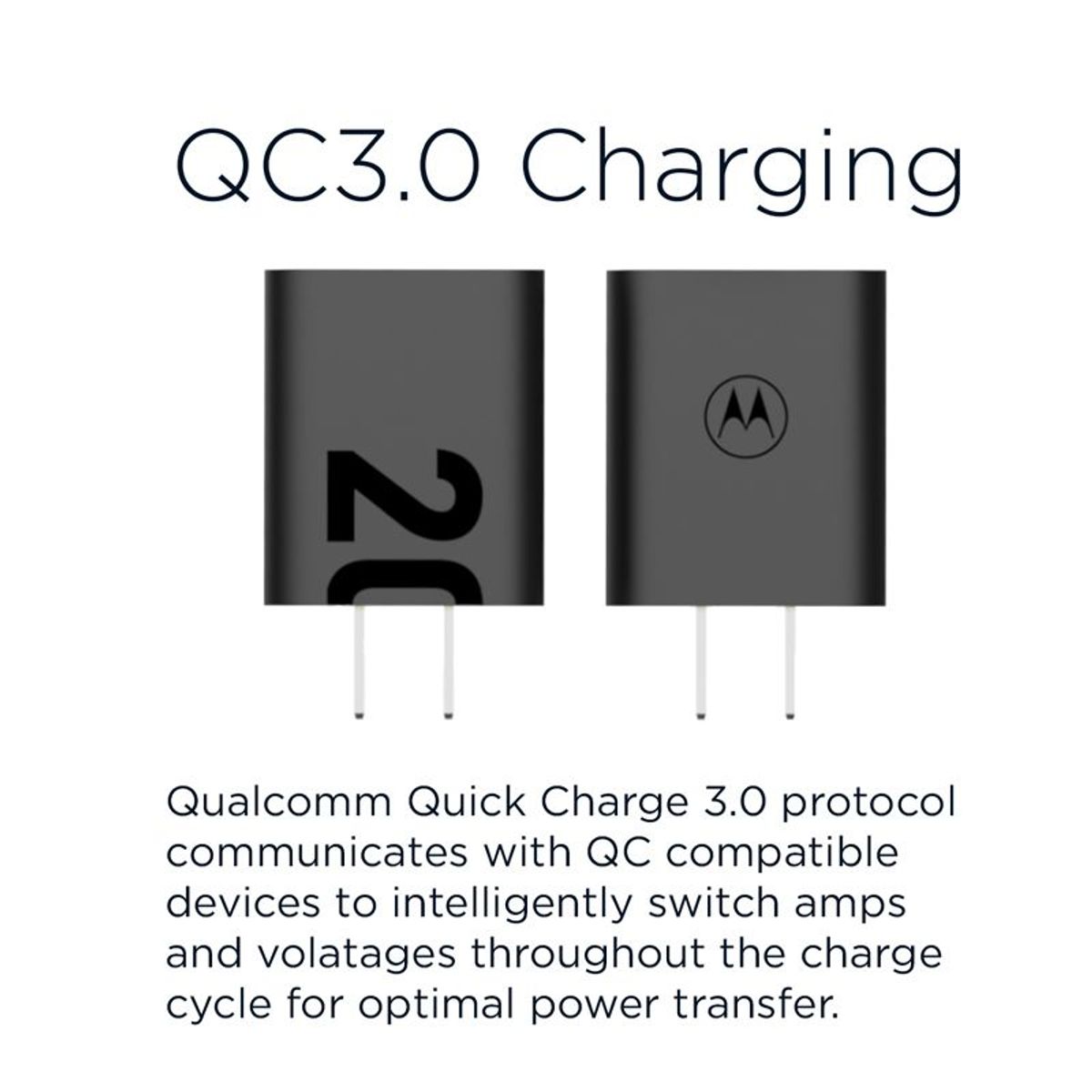 MOTOROLA - Cargador Motorola TurboPower 20W + C/USB-C Fast Charger Q.C 3.0