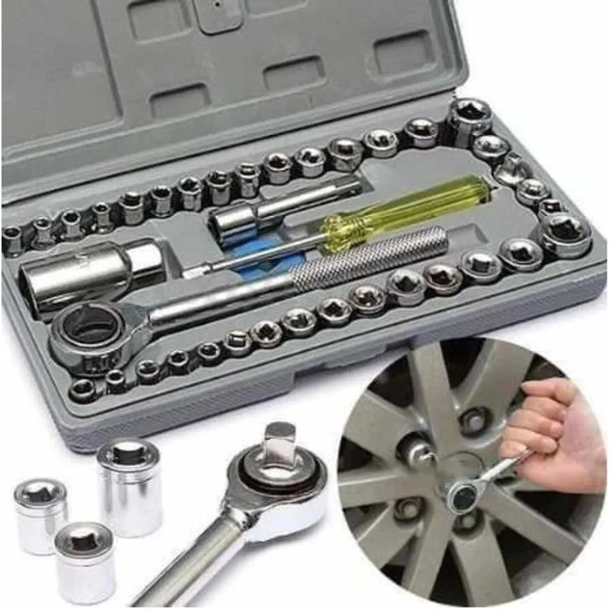 OEM - Juego Llaves Dados 40Piezas de Tubo Caja de Herramientas Inoxidable