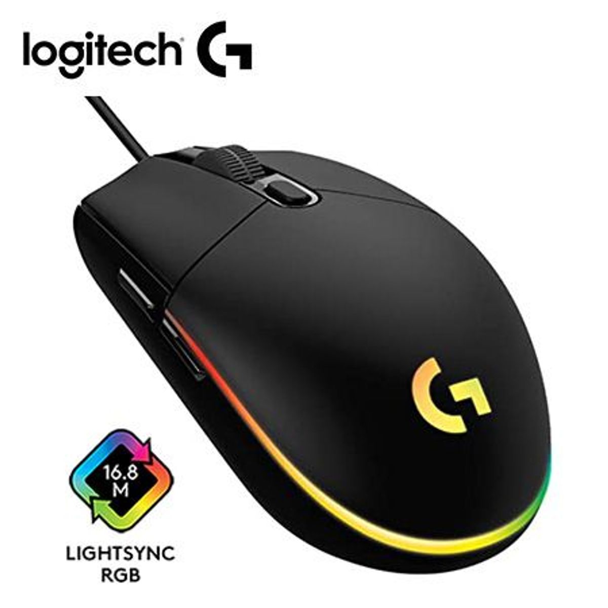 LOGITECH - MOUSE LOGITECH G203 LIGHTSYNC OPTICAL 8000 DPI RGB BLACK (910-005790)