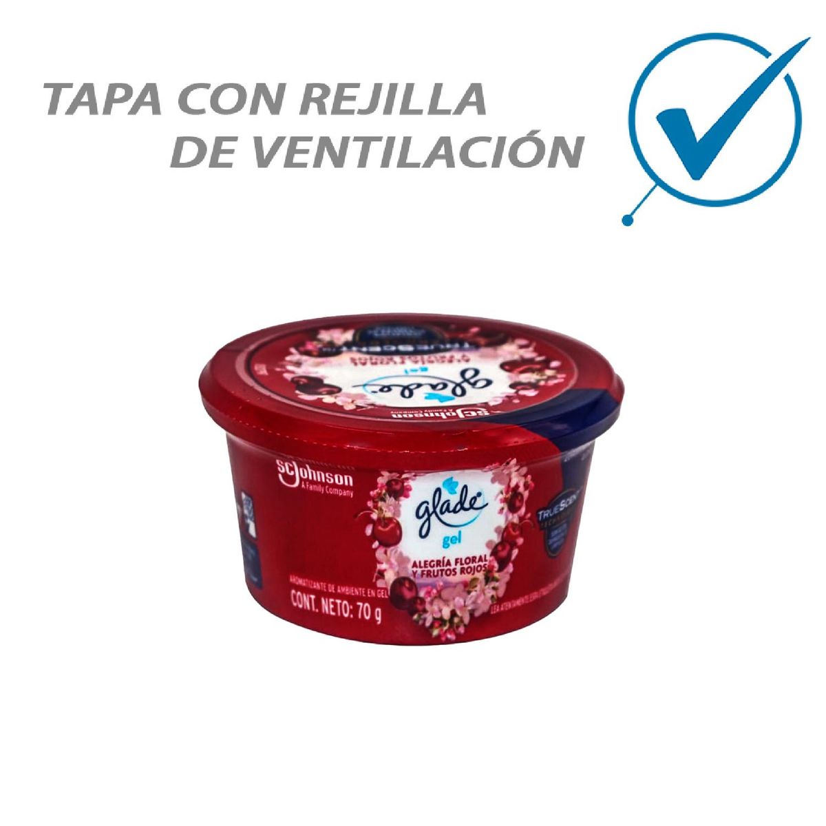 GLADE - AMBIENTADOR GEL ALEGRIA FLORAL Y FRUTOS ROJOS 70 GR GLADE