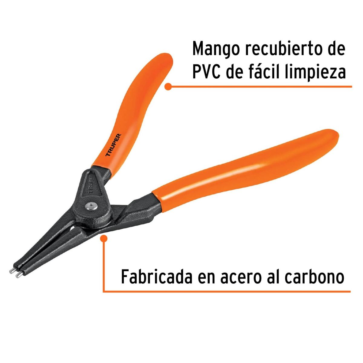 TRUPER - Pinza punta recta 7 para abrir anillos mango de PVC