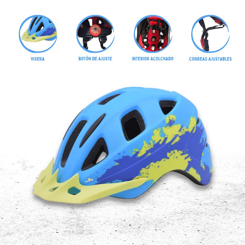 OLLIE - Casco Protector Regulable Para Niño »AERODINAMICO» Blue