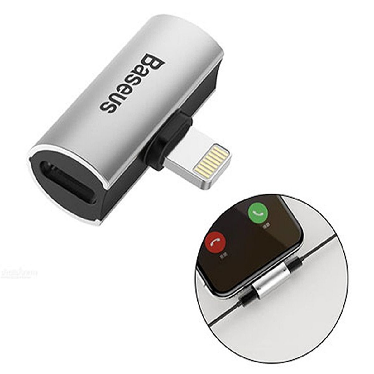 BASEUS - Adapatador Hub Baseus Lightning Audio mas Carga Dual L46