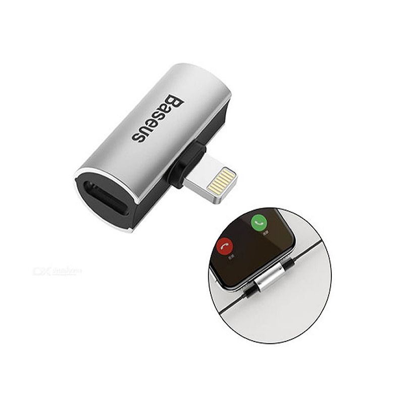 BASEUS - Adapatador Hub Baseus Lightning Audio mas Carga Dual L46