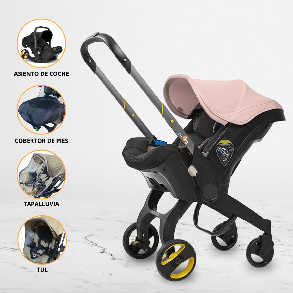 DOUX BEBE - Coche Portabebé 2 en 1 para Bebé «DONNA» Pink