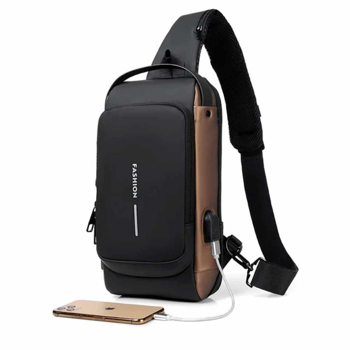GENERICO - Mochila Tipo Morral Elegante Carga USB de Hombre Pechera Alta Calidad