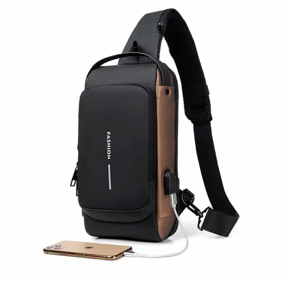 GENERICO - Mochila Tipo Morral Elegante Carga USB de Hombre Pechera Alta Calidad