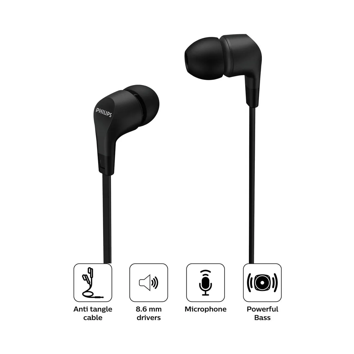 PHILIPS - Audífonos In Ear con Micrófono TAE1105BK NEGRO