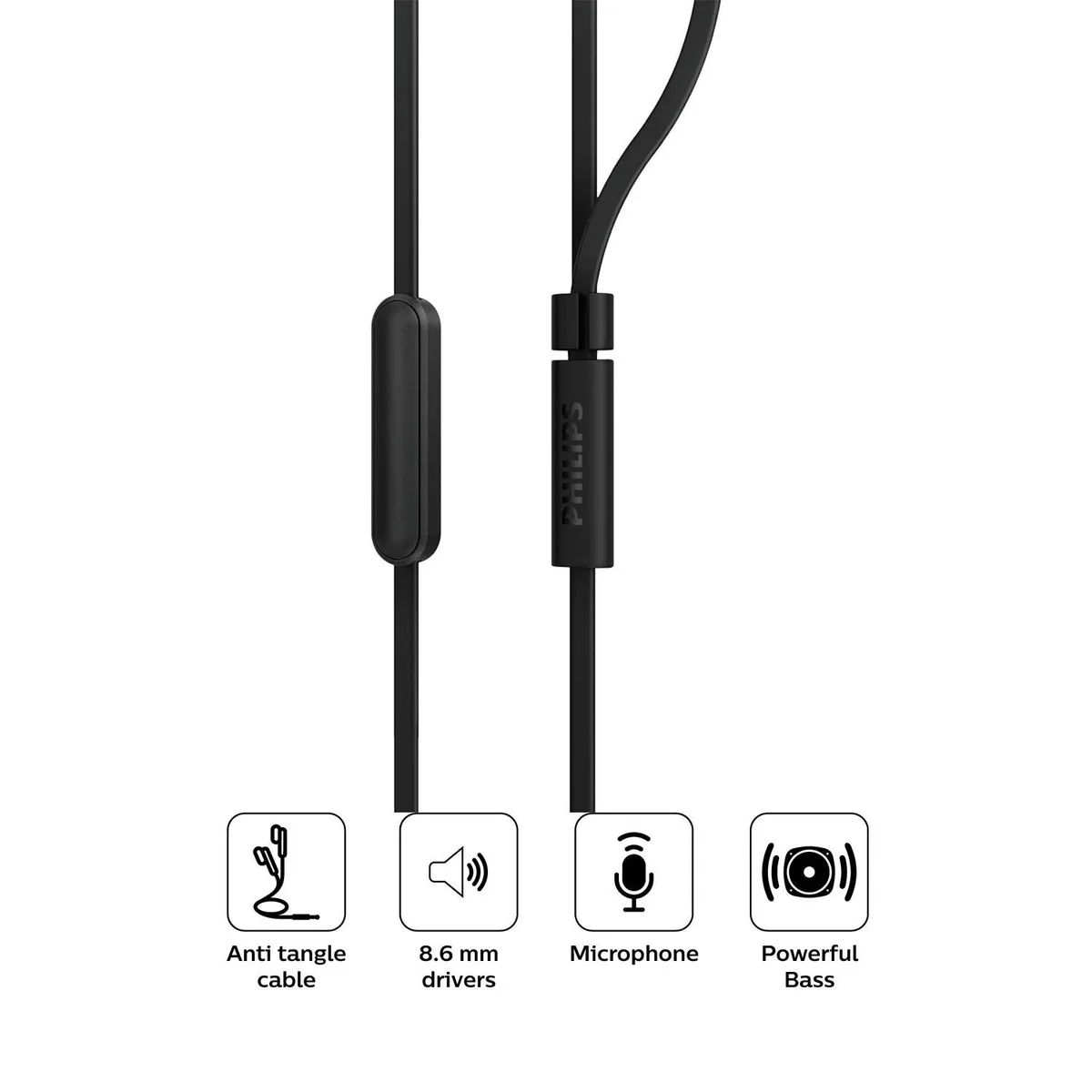 PHILIPS - Audífonos In Ear con Micrófono TAE1105BK NEGRO