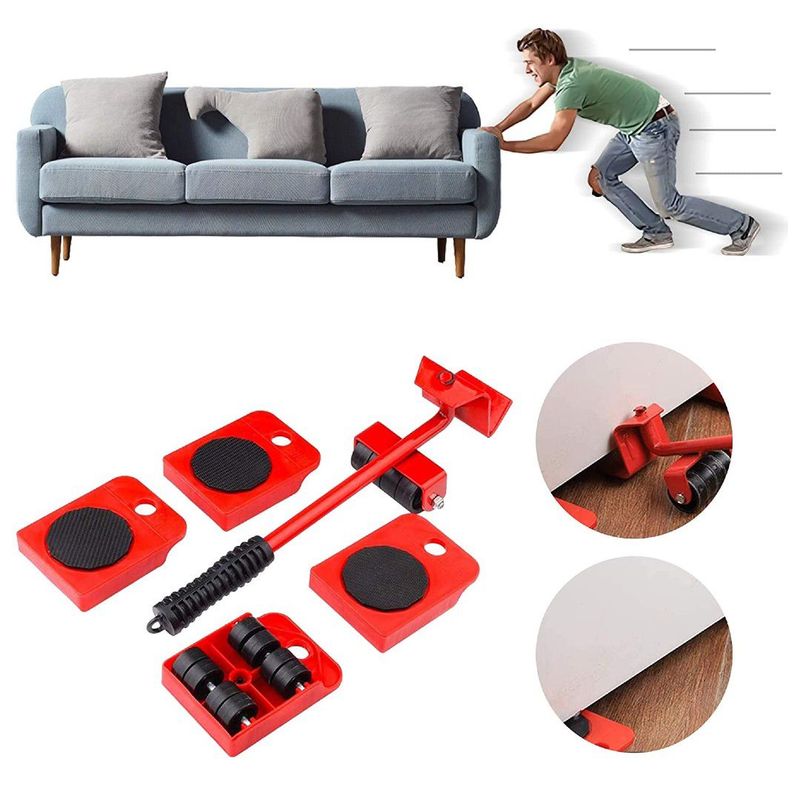 GENERICO - Kit de Ruedas para Mover Muebles Rojo