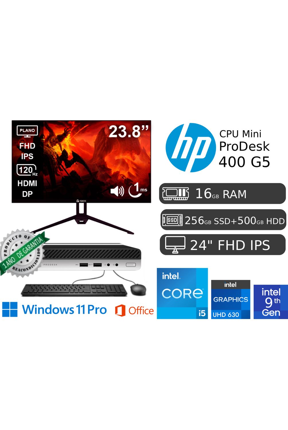 PC MINI HP PRODESK 400 G5 Ci5 9600T 16Gb Ram SSD 256
