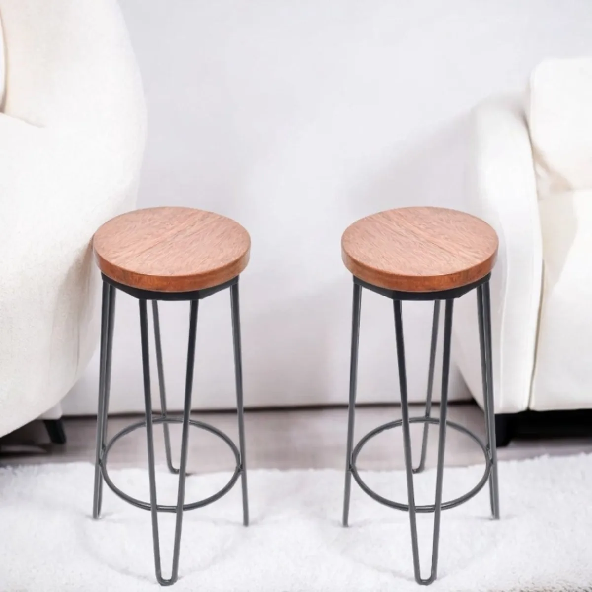 GENERICO - SET X 2 Und Banco Bar de Metal Fijo Negro