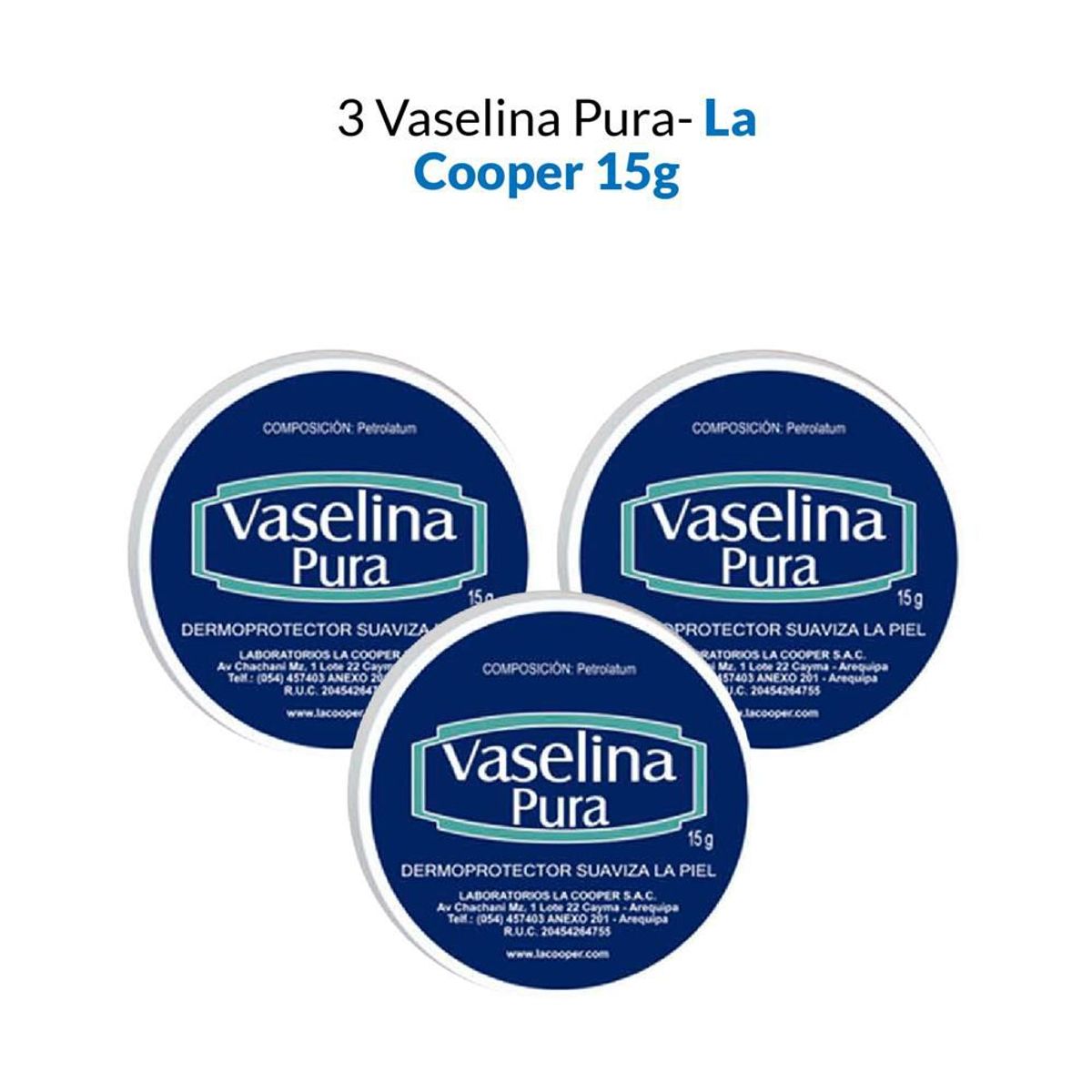 GENERICO - 3 Vaselina Pura La Cooper x 15g