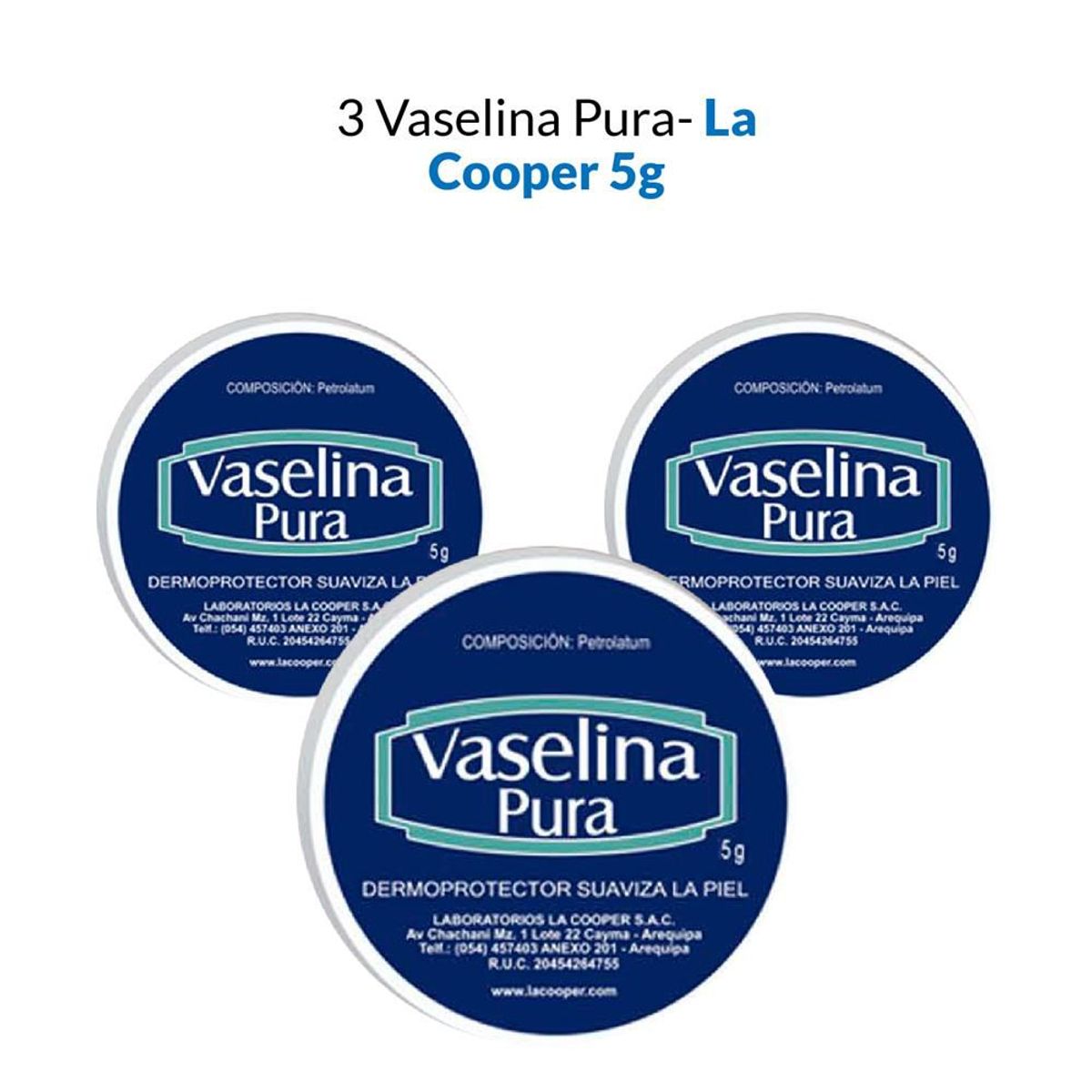 GENERICO - 3 Vaselina Pura La Cooper x 5g