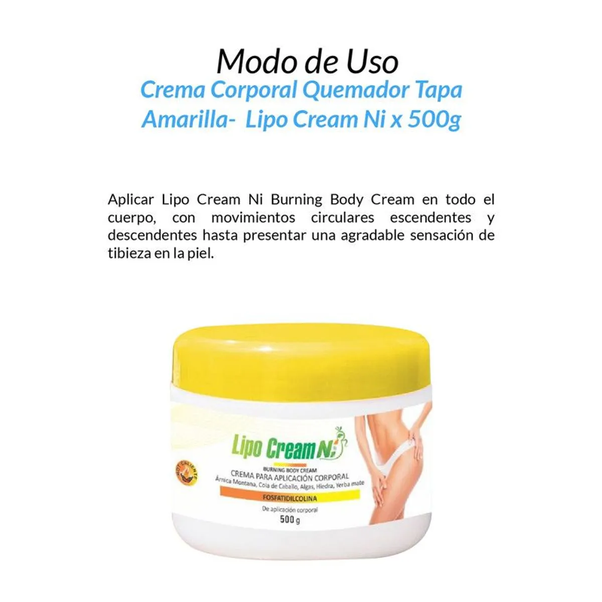 GENERICO - 12 Cremas Corporal Quemador Tapa Amarilla - Lipo Cream Ni x 500g