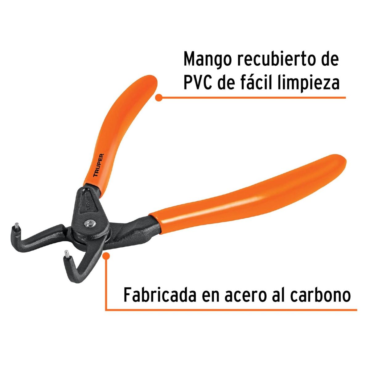 TRUPER - Pinza punta a 90°  para cerrar anillos, mango de PVC