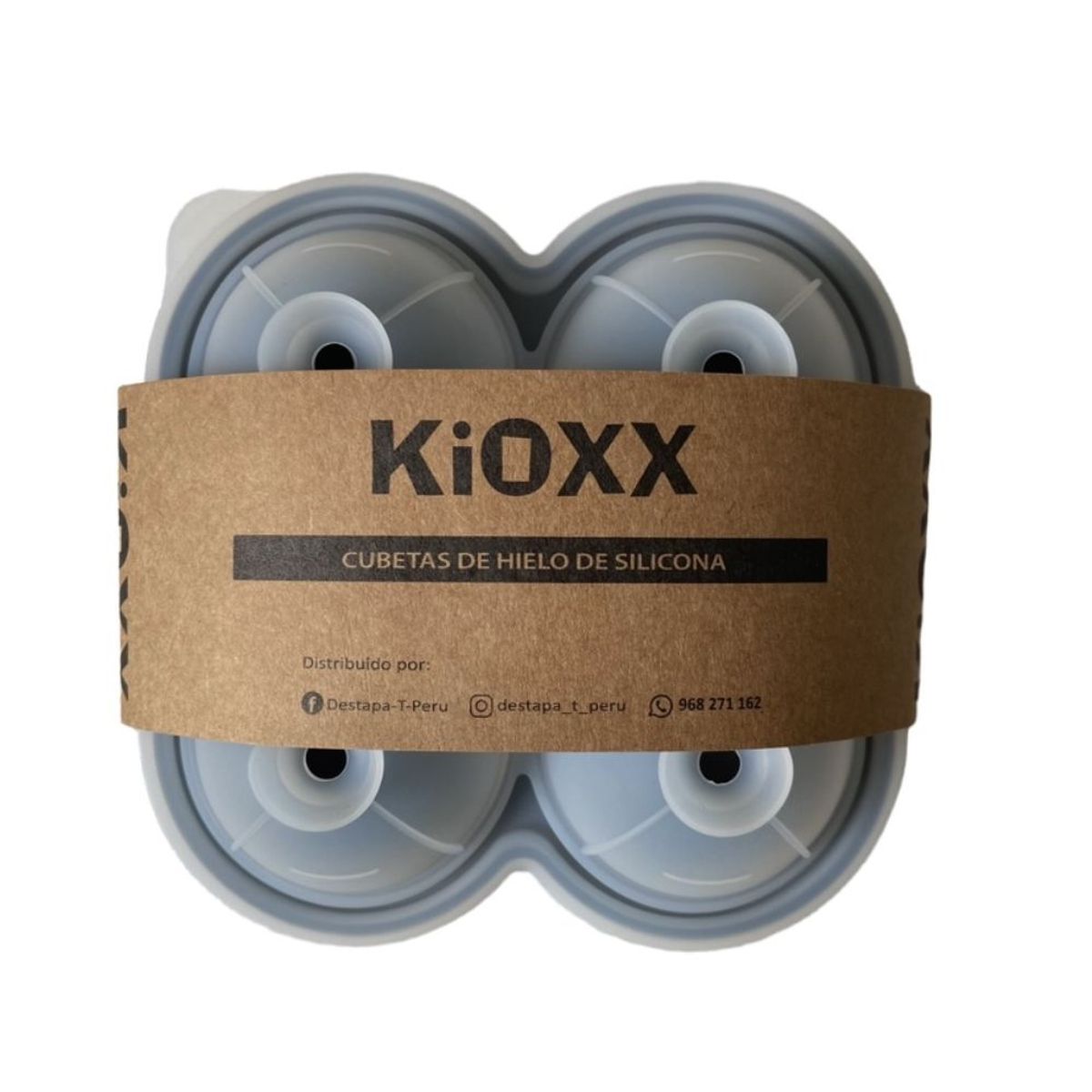 KIOXX - Cubeta de silicona de hielos circulares 4 cavidades KiOXX Gris