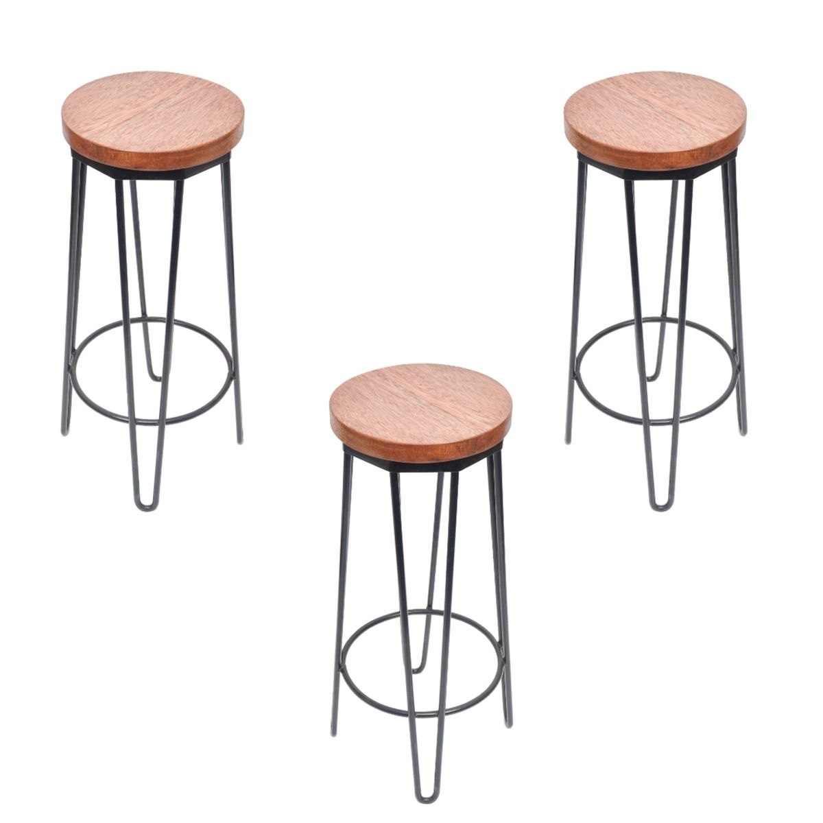 GENERICO - SET X 3 Und Banco Bar de Metal Fijo Negro