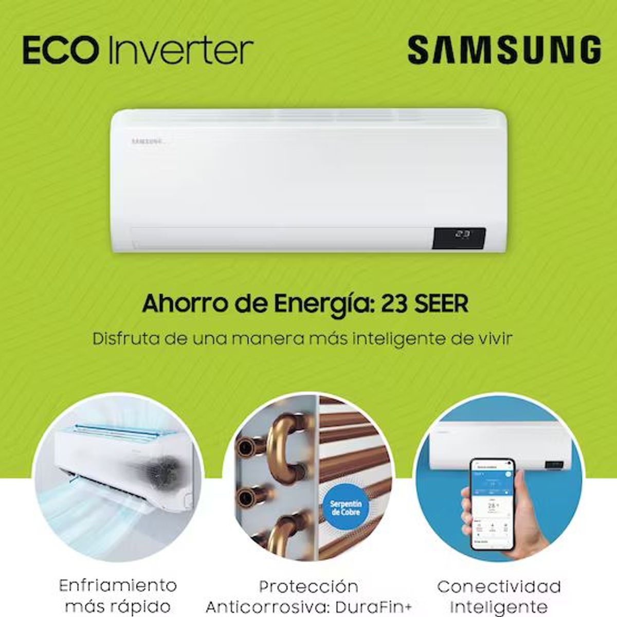 SAMSUNG - AIRE ACONDICIONADO SAMSUNG SPLIT DE 18,000 BTU/H INVERTER FRIO SOLO