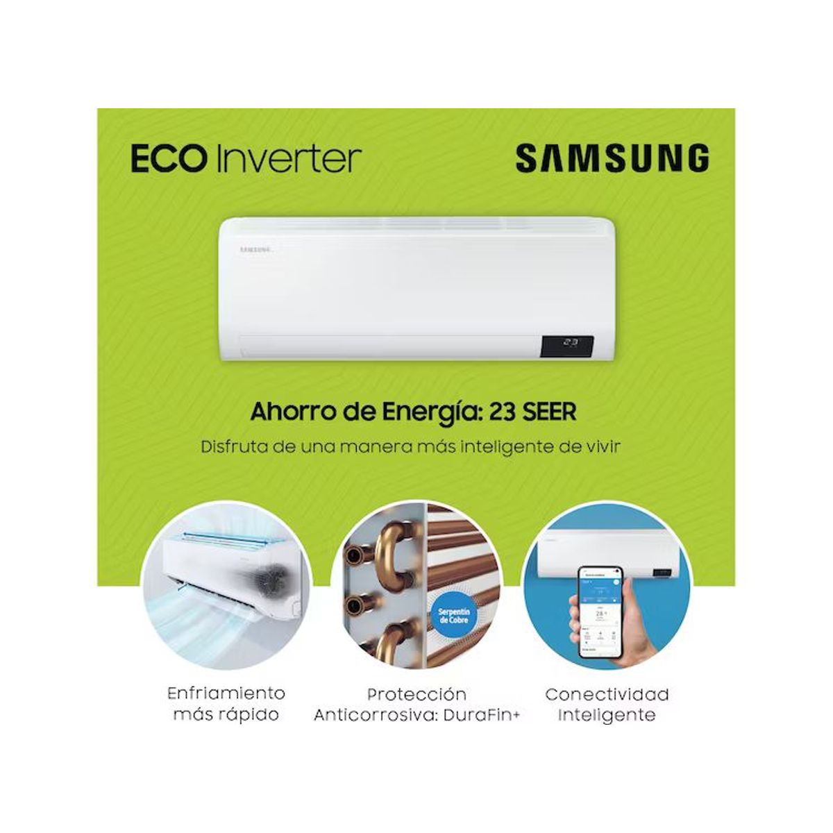 SAMSUNG - AIRE ACONDICIONADO SAMSUNG SPLIT DE 18,000 BTU/H INVERTER FRIO SOLO