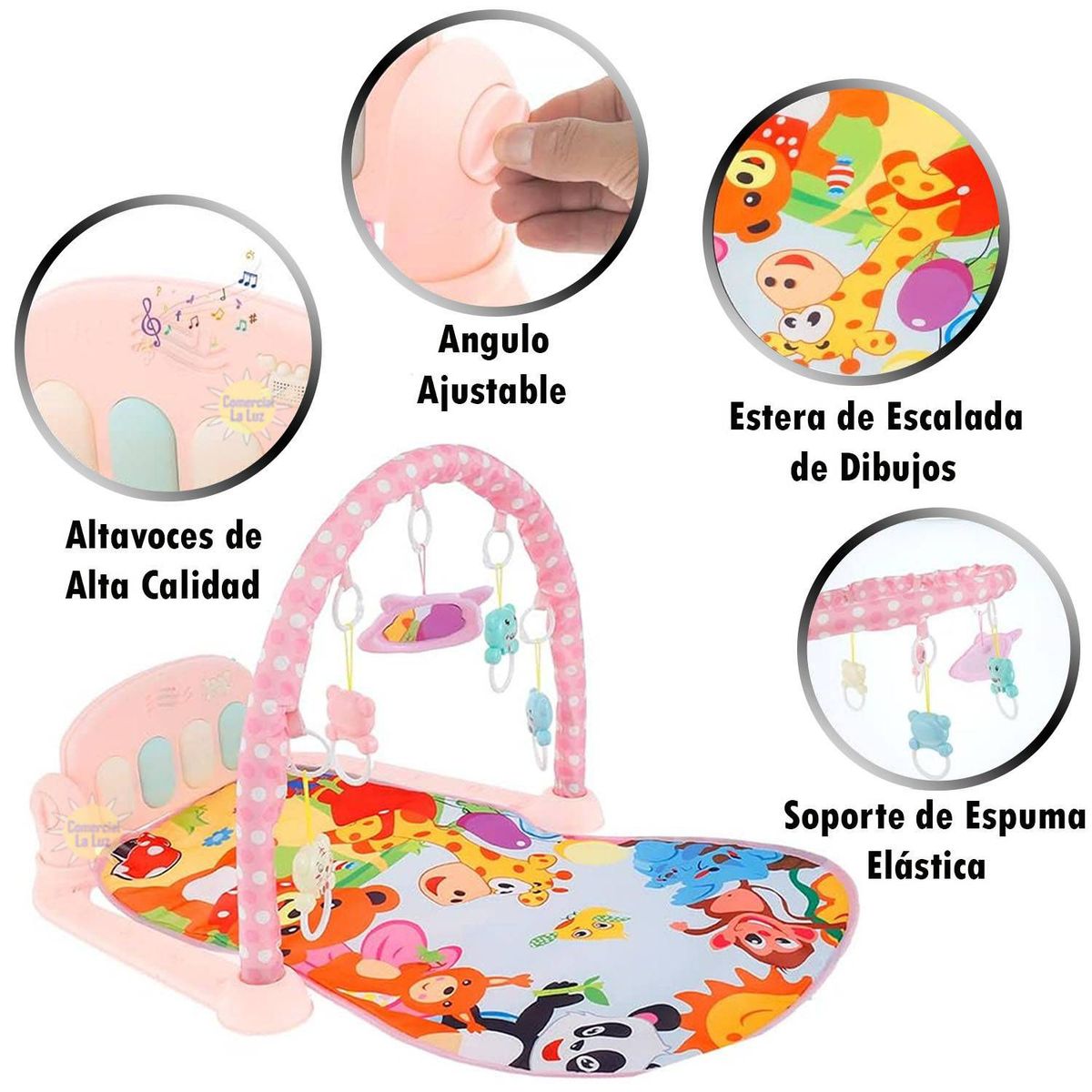 GENERICO - Gimnasio Para Bebé con luces y música Rosado