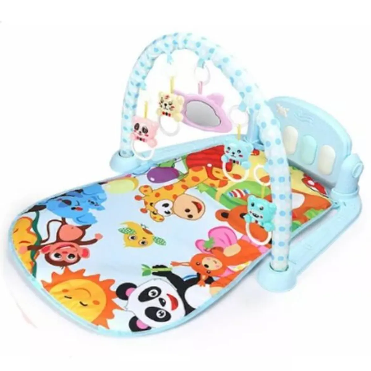 GENERICO - GIMNASIO DE BEBE CON PIANO PARA PATEAR 3 EN 1 CELESTE