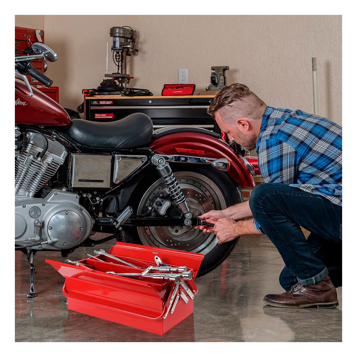 BIG RED - CAJA METÁLICA DE 5 SECCIONES PARA HERRAMIENTAS