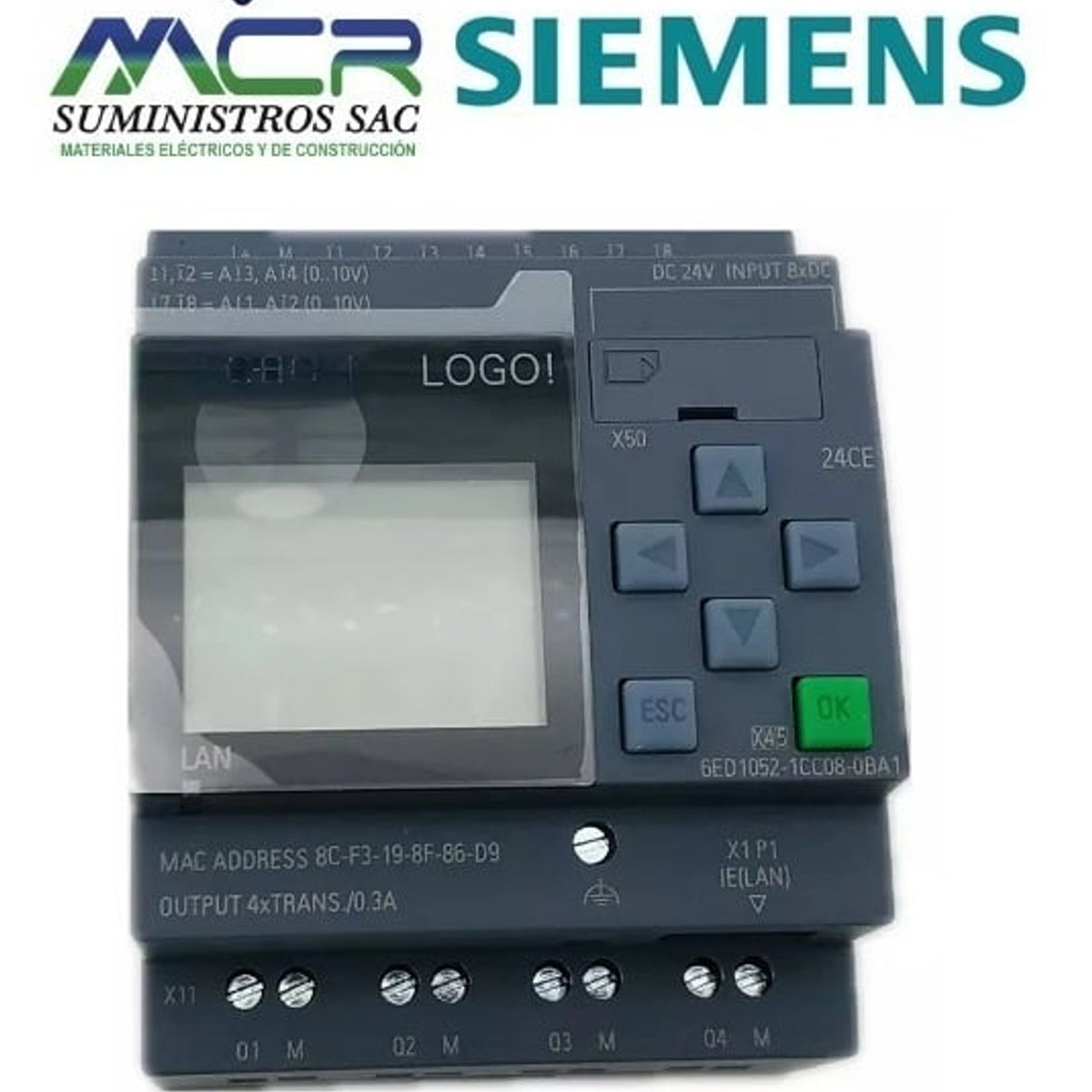 SIEMENS - PLC logo con tension 24V DC 8 ENTRADA S 4SALIDAS C/PANTALLA Siemens