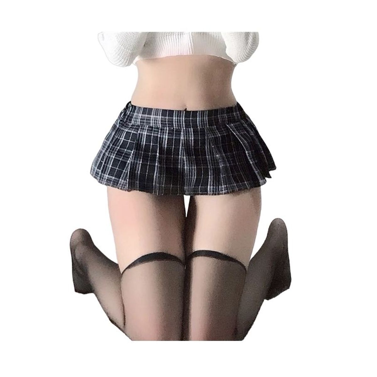 GENERICO - Sexy mini falda azul marino con cuadros