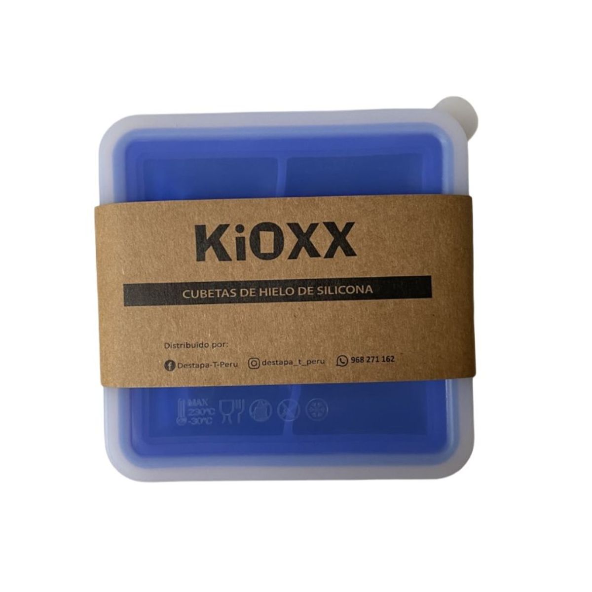 KIOXX - Cubeta de hielo de silicona KIOXX 4 cavidades Azul