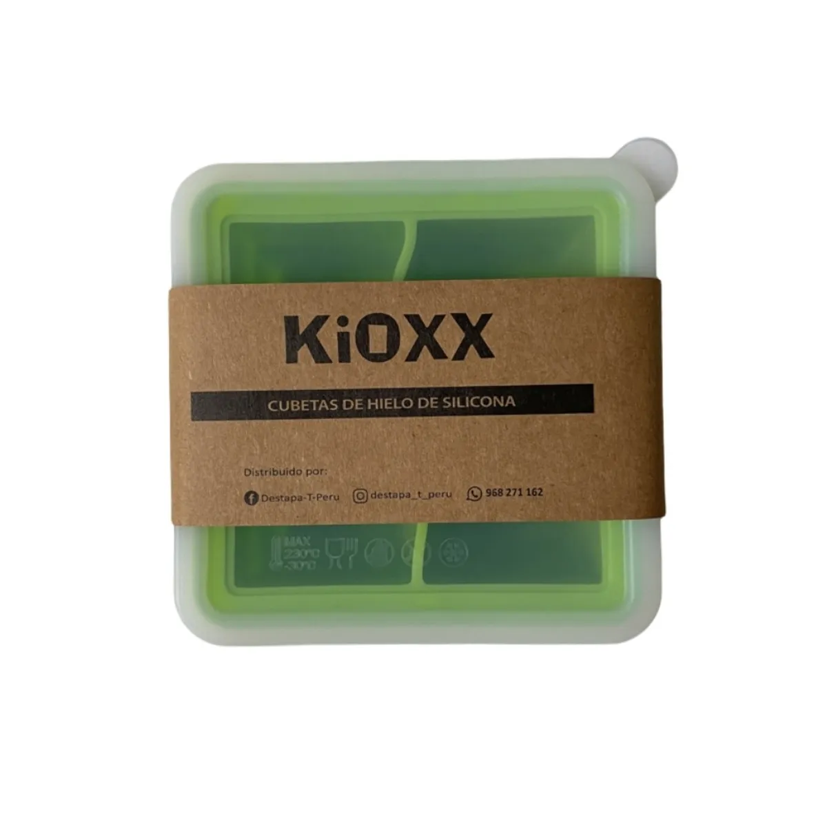 KIOXX - Cubeta de hielo de silicona KIOXX 4 cavidades Verde