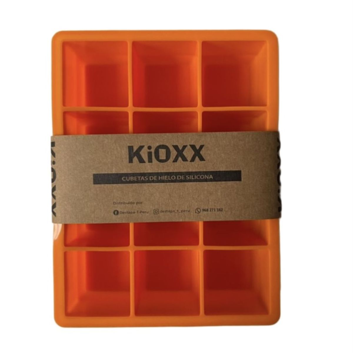 KIOXX - Cubeta de Hielo de Silicona 12 Cavidades KiOXX Naranja