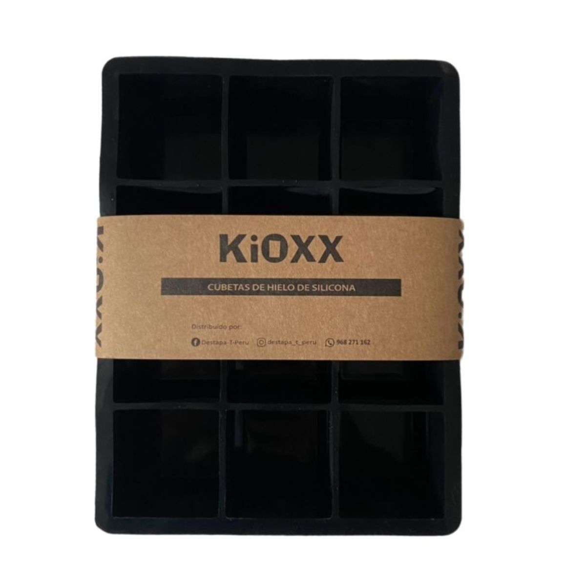 KIOXX - Cubeta de Hielo de Silicona 12 Cavidades KiOXX Negra