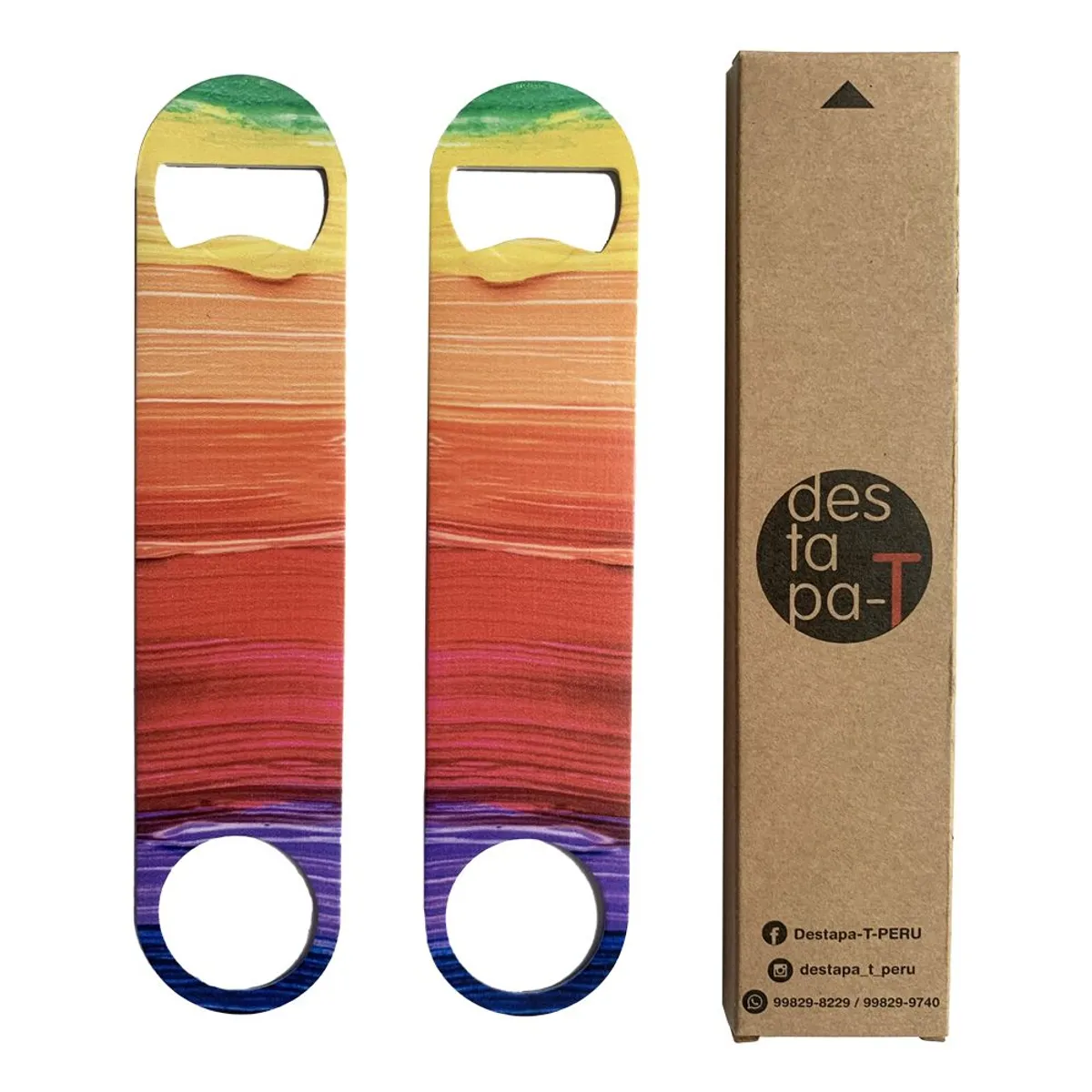 DESTAPA T PERU - Destapador metal full color 18x4cms DestapaT Arco Iris