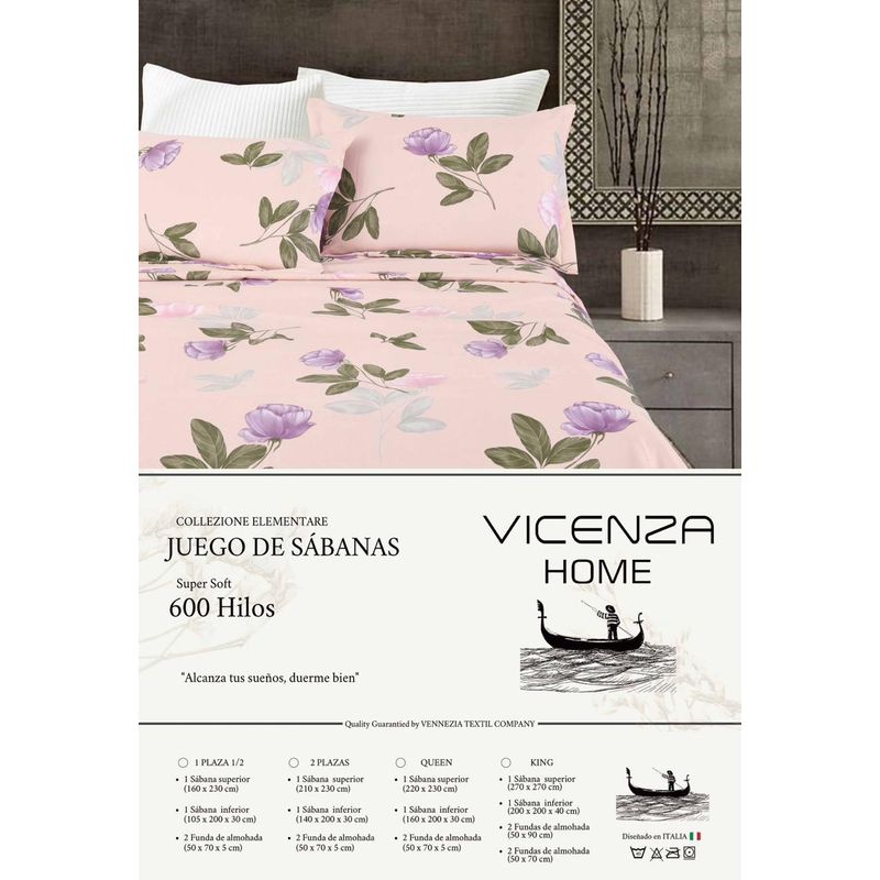VENECIA - Set de SABANAS + Fundas - EUROPEO 2 Pz 100% Calidad