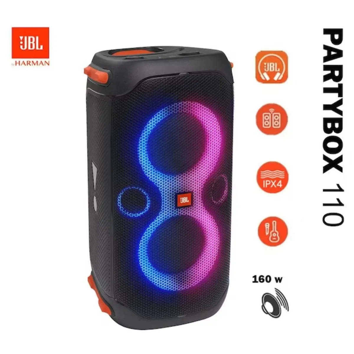 JBL - Parlante Bluetooth JBL PartyBox 110 160W Portatil IPX4 Recargable
