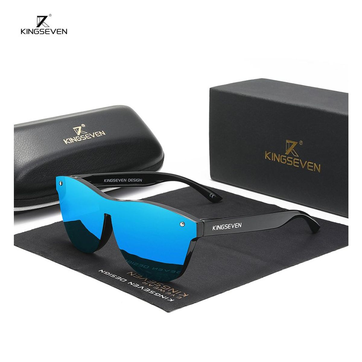 KINGSEVEN - Lentes de Sol Polarizados Kingseven Unisex Uv400 Negro Azul