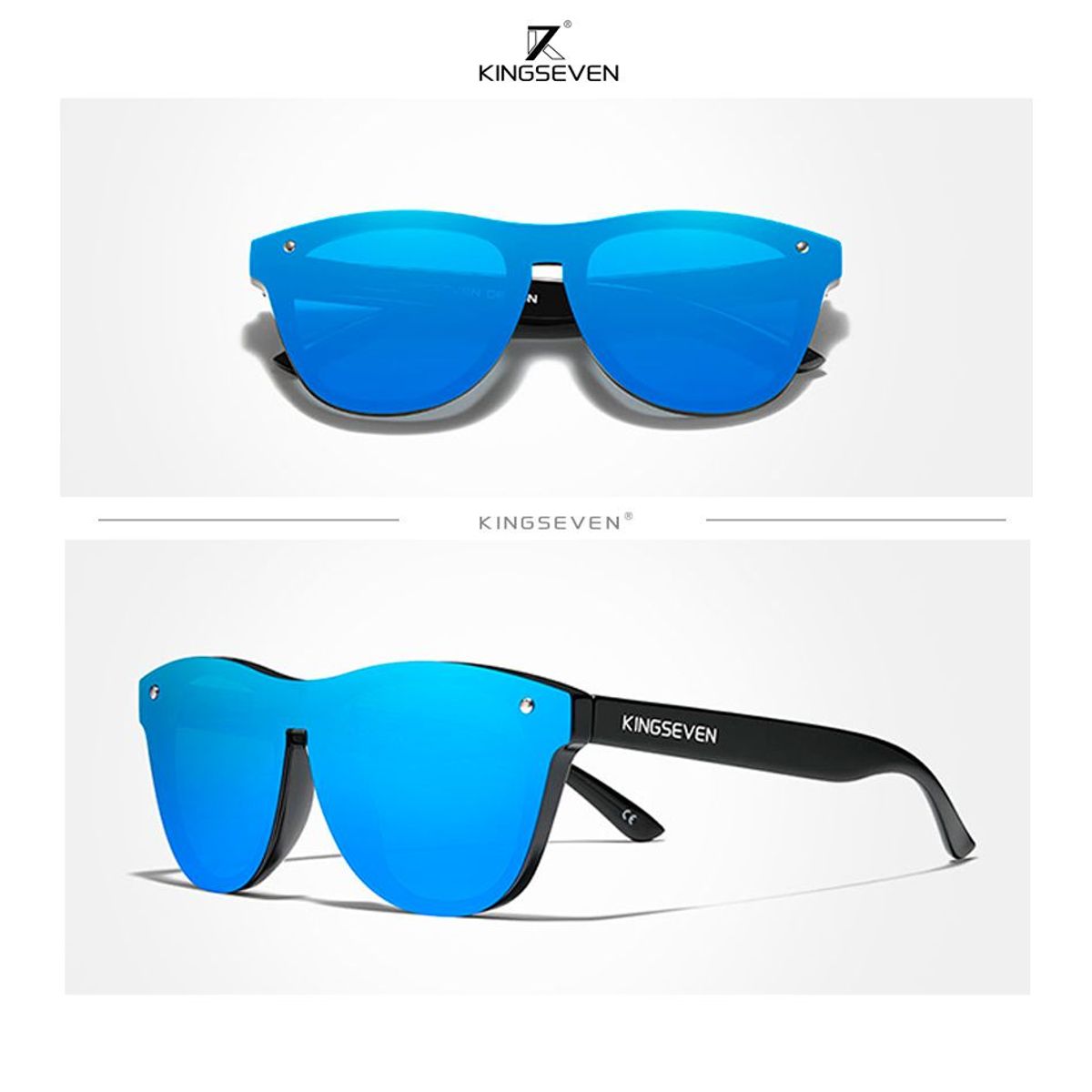KINGSEVEN - Lentes de Sol Polarizados Kingseven Unisex Uv400 Negro Azul
