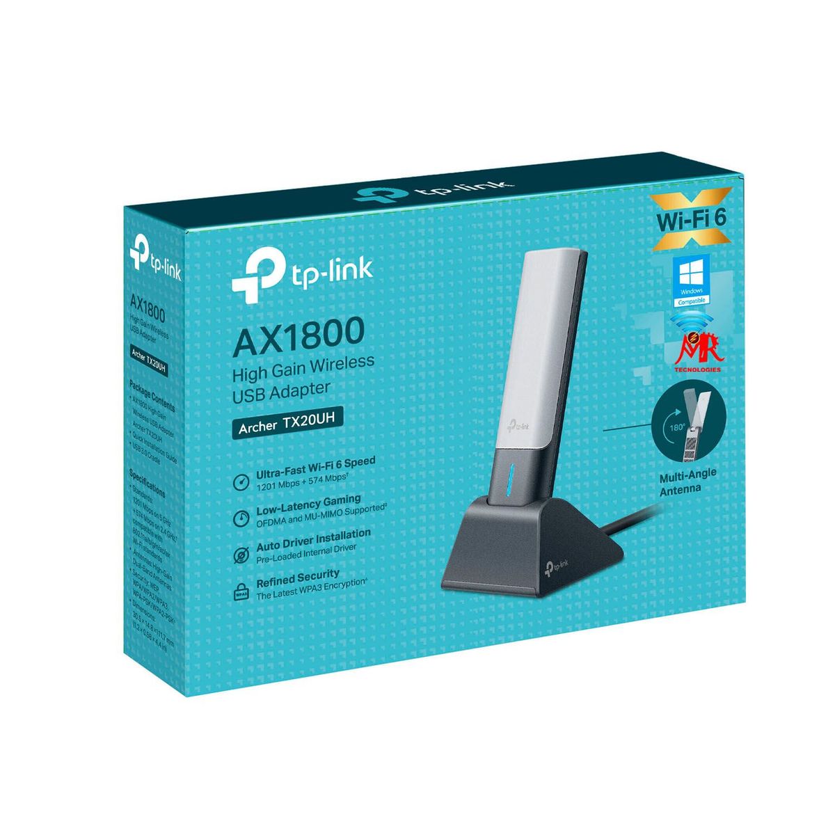 TP LINK - Archer Tx20uh Usb Inalámbrico De Alta Ganancia Wi-fi6 Ax1800