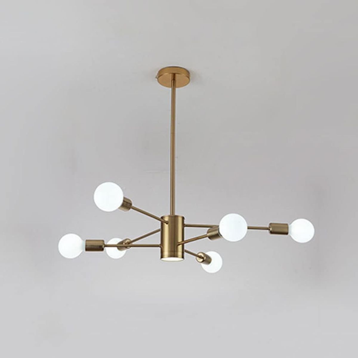 GENERICO - Lámpara colgante modelo contemporáneo dorado- Incluye seis bombillas