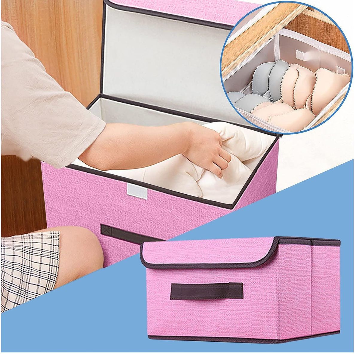 Caja de almacenamiento plegable a prueba de polvo color Rosado, marca OEM - Foto Principal