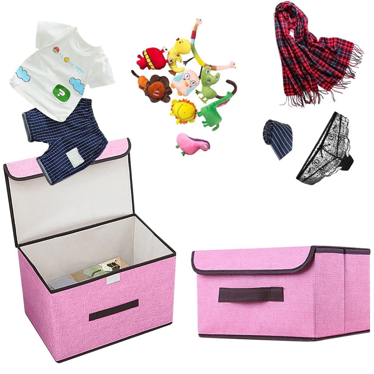 GENERICO - Caja de Almacenamiento Plegable a Prueba de Polvo Color Rosado